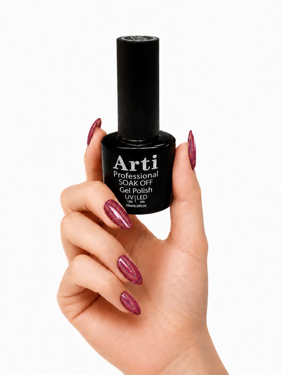 لاک ژل شاین دار و هلوگرامی ARTI کد 332